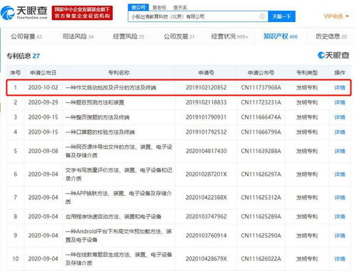 作業(yè)幫申請(qǐng)作文自動(dòng)批改及評(píng)分發(fā)明專利 科技中介服務(wù)賦能教育評(píng)價(jià)新維度
